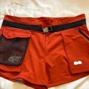 Nike Red Athletic Shorts with Black Accents